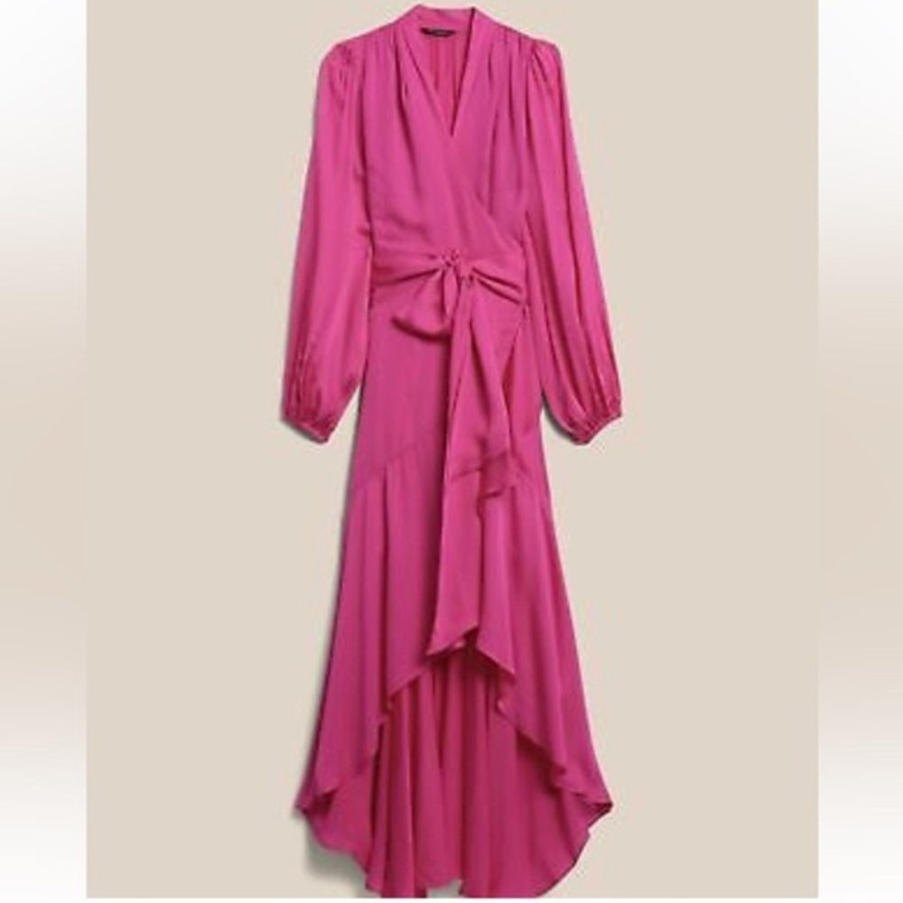 Banana Republic Fuchsia High-Low Wrap Dress